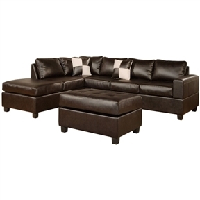 Reversible Soft Touch Faux Leather 3 piece Sectional Sofa Set