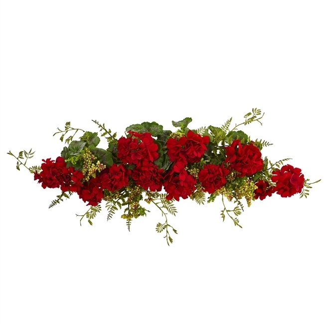 Geranium and Berry Swag 32 inch artificial flower arrangement by Nearly Natural