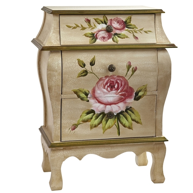 Antique Night Stand with Floral Art