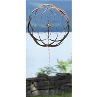 Handcrafted Copper Plated Metal Wind Spinner - Flower Pinwheel - Garden Stake