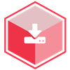 VCS Intelligent Workforce Management icon representing the Workloads module. Red hexagon with download symbol