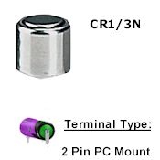 COMP-15-2: 3V/160mAh CR1/3N Lith 2Pin PC
