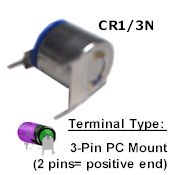 COMP-15-3: 3V/160ma CR1/3N Lithium 3Pin