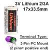 COMP-29-3: 3V/1800mAh Cyl lithium Cell with 3-Pin PC Mount