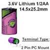 COMP-4-2: 3.6V/950ma lithium 1/2AA 2pin PC Mount