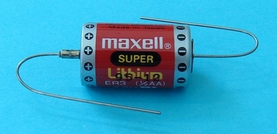 COMP-4-5-MAX: 3.6V/750mAh Maxell 1/2AA Axial Leads