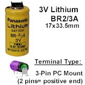 COMP-5-3: 3V/1200mAh lithium Cell with 3-pin PC Mount