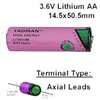 COMP-6-5: 3.6V/1900mAh Lithium AA Cell With Axial Leads