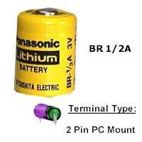 COMP-94-2: 3V/650mAh cylinder lithium w/2 Pin PC Mount, discontinued with no substitute