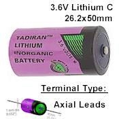 LITH-14-5: 3.6V/7200ma C Lithium w/Axial