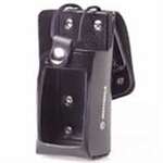 RLN4873: Motorola Black Hard Leather Swivel Carry Case w/Cutout