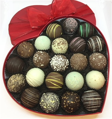 Image of Red Heart Box with 22 Assorted Dessert-sized truffles