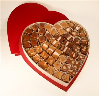 Velati's Red Heart Box with Mixed Caramels