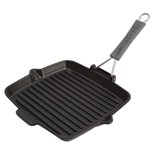 Staub Cast Iron Grill Pan with Silicon Handle, Black