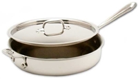 10 1/2 x 2 9/16" 3QT All-Clad&reg; Stainless Saute Pan with Lid, cookware made in usa
