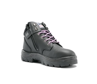 Black Steel toe work boot, The Parkes Zip Ladies is a 3.7-inch hiker style lace-up Ankle Boot with padded collar and tongue. Steel Blue Ladies safety boots are designed just for women and include a shorter ankle length and smaller instep.