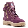 The Southern Cross Zip Ladies: PR Midsole is a Ladies safety boot that is made from fashionable Purple colored, premium Nubuck Leather and includes a side zip for easy on / off. Steel Blue Ladies safety boots are designed just for women.