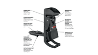 A versatile positioning device which can be attached to lasers (up to 1 lb.) with 1/4 In. to 20 thread.