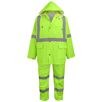 FrogWearÂ® HV Three-Piece High-Visibility Rain Suit - GLO-8000