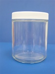 Jar, Round, Straight Sided, 250mL, 8oz., Clear, w/Cap,PTFE Liner