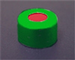 Crimp Cap, GREEN, Open Top,  w/ Septa (PTFE/red Rubber)