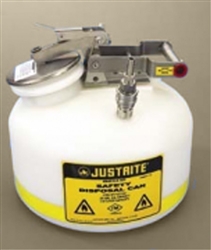 Justrite® 2-gallon PE can, SS / PTFE® disconnect