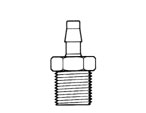 BARBED TUBING CONNECTION, 3/16" ID tubing x 1/4" NPT, Polypropylene