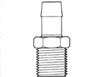 BARBED TUBING CONNECTION, 1/2" ID tubing x 1/2" NPT, Polypropylene