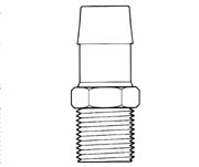 BARBED TUBING CONNECTION, 3/4" ID tubing x 1/2" NPT, Polypropylene