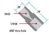 Upchurch Threaded Port  Adapter - 10-32 Fem x 1/4-28 Fem