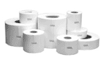 Sato Label 2 x 13-ID 8-OD PERF, Wound In 5800/RL 8RL/Carton 46400/Carton SF300 DuraMark Gloss White Polyester Label Graphic