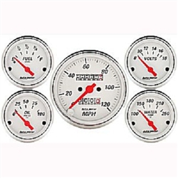 Auto Meter 1300 Arctic White 5 Piece Gauge Kit Box