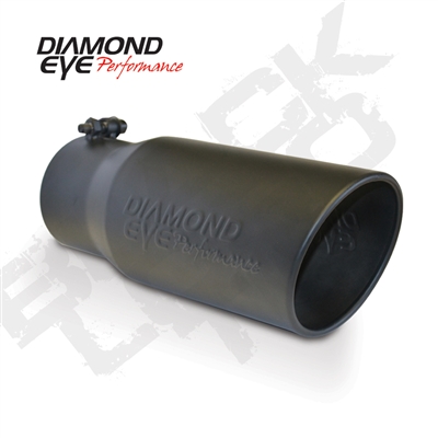 Diamond Eye 5612BRA-DEBK 6" Bolt-On Rolled End Angle Cut Black Exhaust Tip