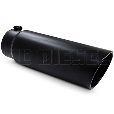 MBRP T5125BLK 6" Rolled Edge Angle Cut Black Coated Sainless T409 Exhaust Tip