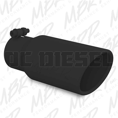 MBRP T5155BLK 4" Rolled Edge Angle Cut Black Coated Stainless T409 Exhaust Tip