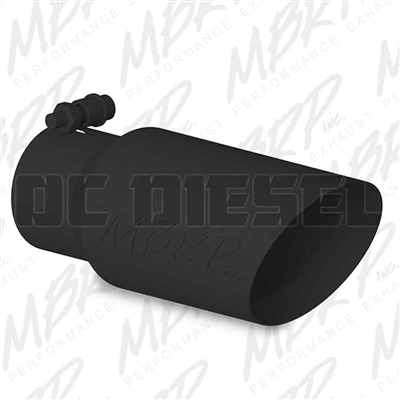 MBRP T5156BLK 4" Rolled Edge Angle Cut Black Coated Stainless T409 Exhaust Tip