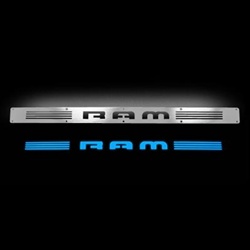 Recon 264121DG Illuminated Door Sill 2002-2012 Dodge Ram Brushed Aluminum Blue Electroluminense