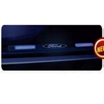 Recon 264121RFD Illuminated Door Sill 1999-2012 Ford Superduty Brushed Aluminum Blue Electroluminescence