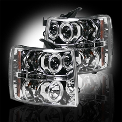 Recon 264195CL Projector Headlight Clear 2007-2012 Chevy Silverado with LED Halo & DRL