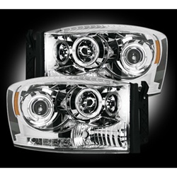 Recon 264199CL Projector Headlight Clear 2006-2009 Dodge Ram 1500/2500/3500 with LED Halo & DRL