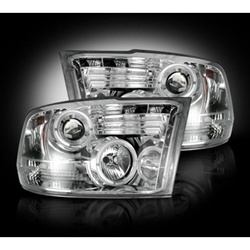 Recon 264270CL Projector Headlight Clear 2009-2013 Dodge Ram 1500/2500/3500 with LED Halo & DRL