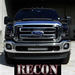 Recon 264272BK Projector Headlight Smoked 2011-2013 Ford Superduty w LED Halo & DLR