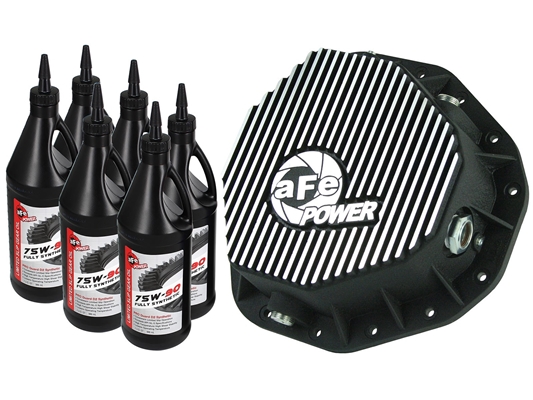 aFe Power 46-70092-WL Pro Series Rear Differential Cover Machined Fins with Gear Oil for 2003-2005 Dodge 5.9L Cummins