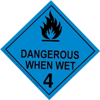 Class 4.3 Dangerous When Wet - Adhesive vinyl label 250mm
