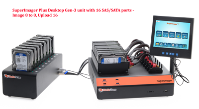 SuperImager Plus  Desktop Pro Gen-3 Forensic Imaging Lab Unit - with 16 SAS/SATA ports, 10" Touchscreen color LCD display and 8 USB3.2