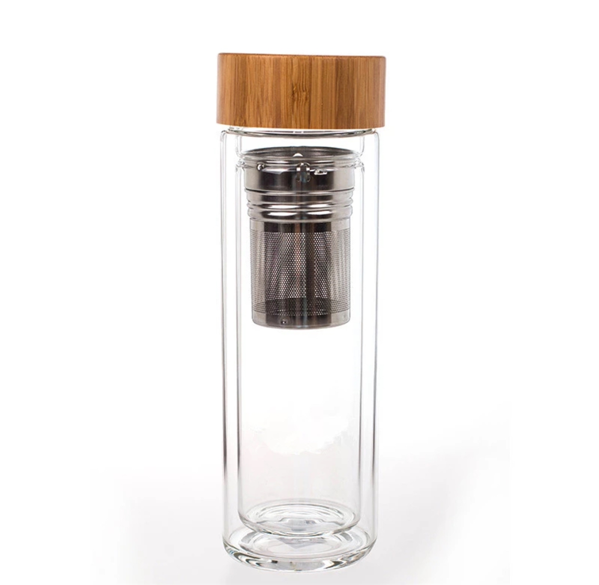 Borosilicate glass bamboo tea infuser bottle