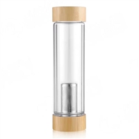 Double Bamboo Cap Glass Infuser Bottle