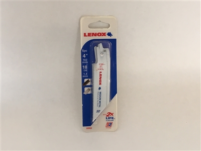 Lenox 20552 4" Reciprocating Saw Blades, 18 TPI, 5 Pack