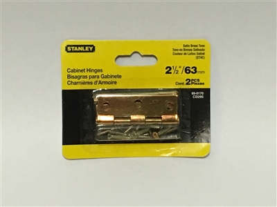 Stanley Hardware 690170 2-1/2" Satin Brass Cabinet Hinges 2-ct