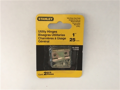 Stanley Hardware 802000 1" Satin Brass Utility Hinges, 2 Pieces